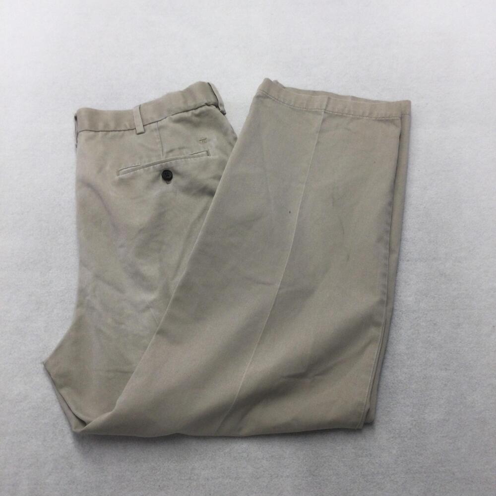 Haggar Pants Mens 36x29 Beige Khakis Pleated Classic Fit Cotton Easy Care